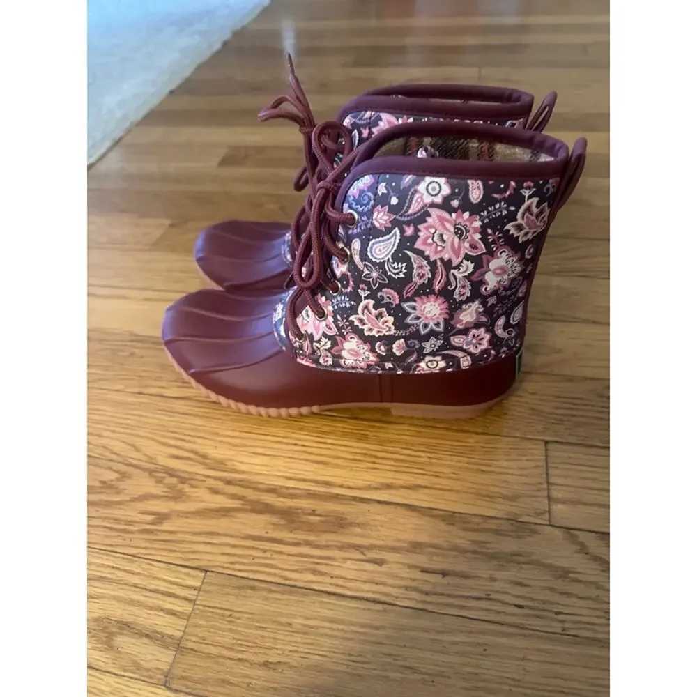 Simply Southern Duck Boots Women's‎ Size 6 Burgundy Multi